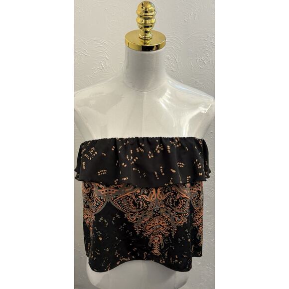 Free People Tops - Intimately Free People Strapless Flounce Flutter Top Size Small Black/Orange